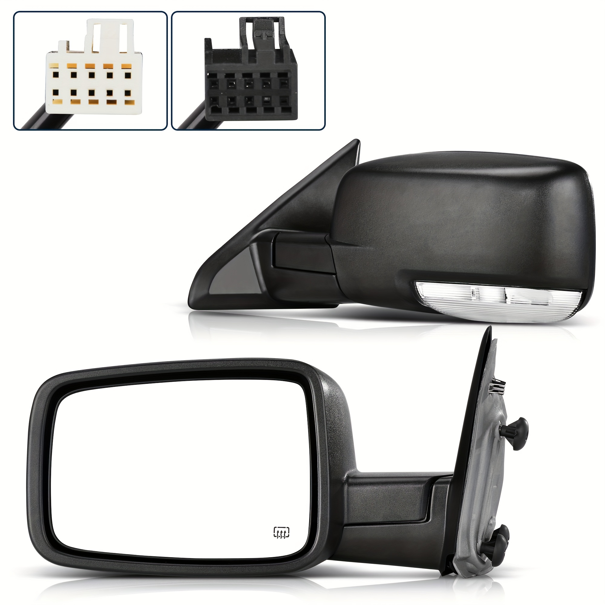 

Left Driver Side Mirror For 1500 (2009-2016), 2500-5500 (2010-2016) - Power Adjustable, Led Turn Signal & , Manual Folding, Aluminum Frame, Convex Lens, Black , Driving | Sleek Modern Mirror | Mirror