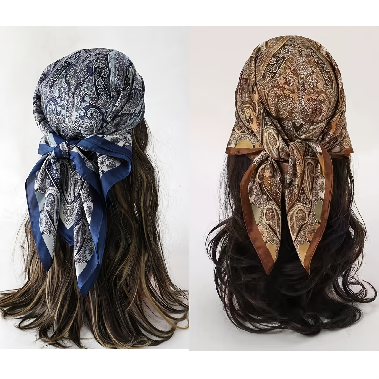 TEMU 2pcs Vintage Paisley Pattern Women's Additions Bandanas, Soft And -season Use