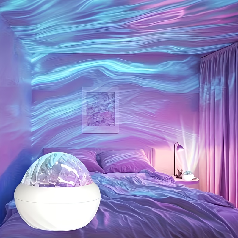 Нова нощна лампа с амбиентна проекция Aurora, многоцветен LED проектор с дистанционно управление, 7 динамични цветови режима, подходяща за таван/стена/работен плот, декорация за спалня, подарък за рожден ден, USB Plug-and-Play