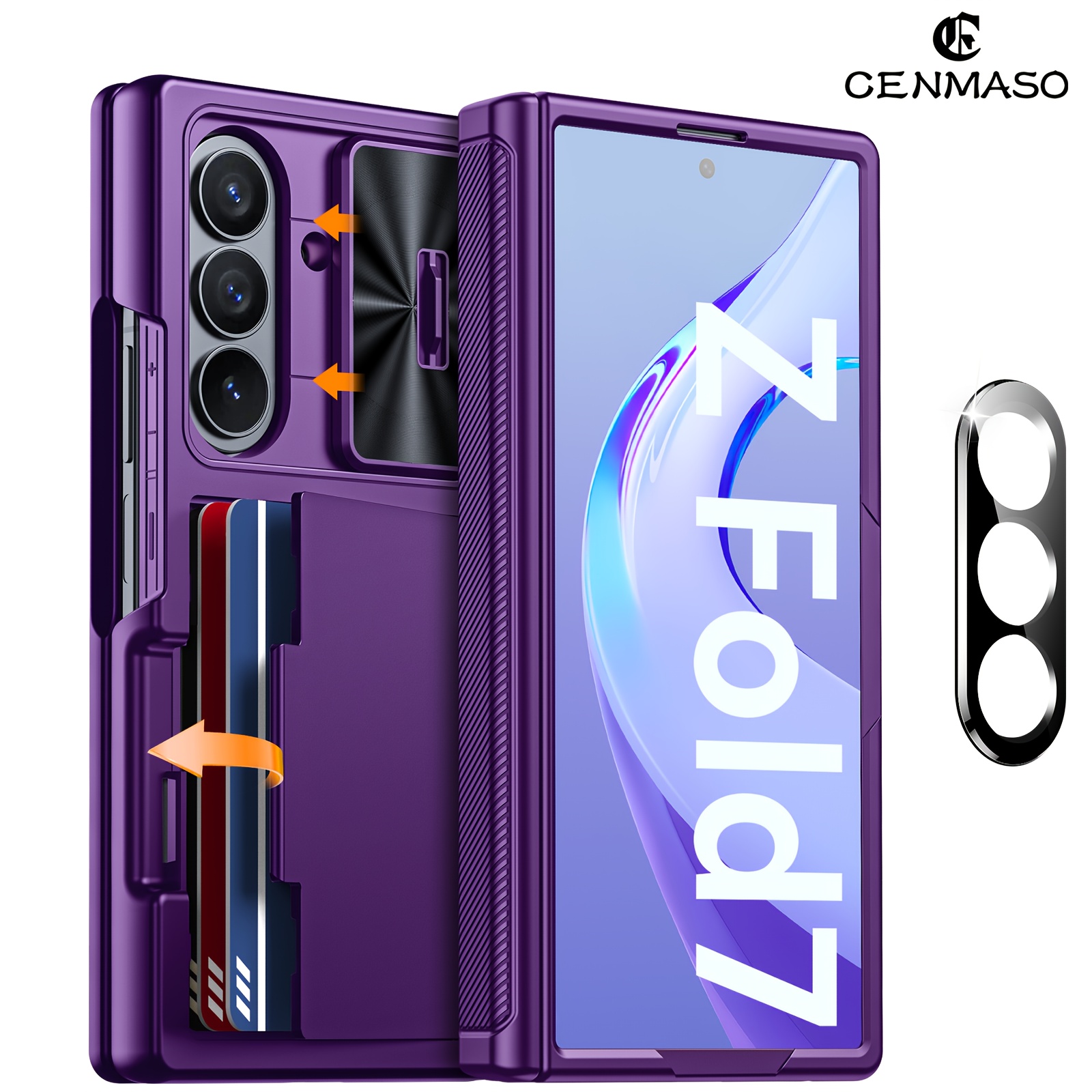 TEMU compatible con for Samsung Z Fold 7, dos protectores de lente, clip multifunción, cubierta deslizante para cámara integrada y del bisagra más