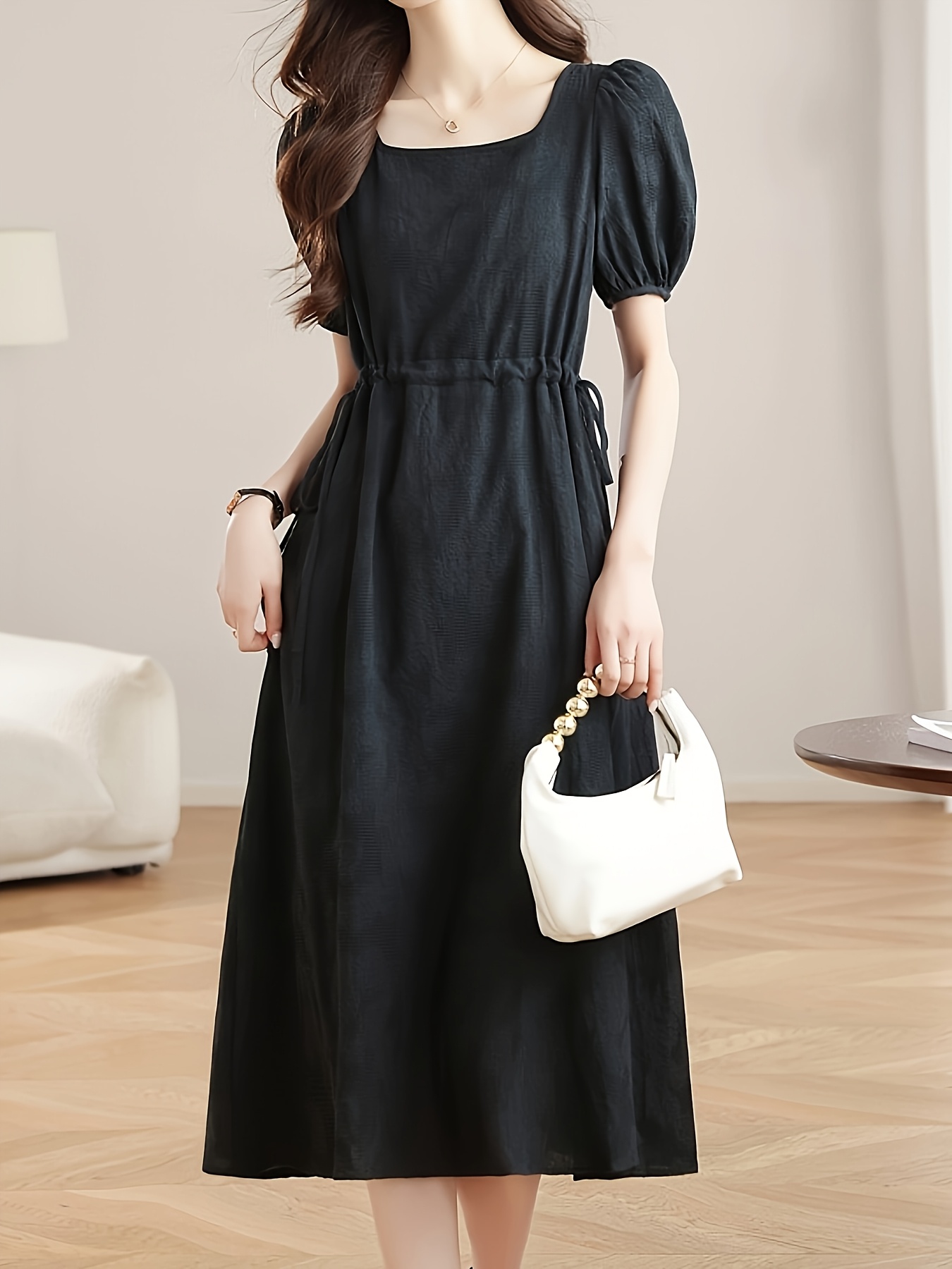 new solid color casual minimalist dress women's clothing - Temu Oman