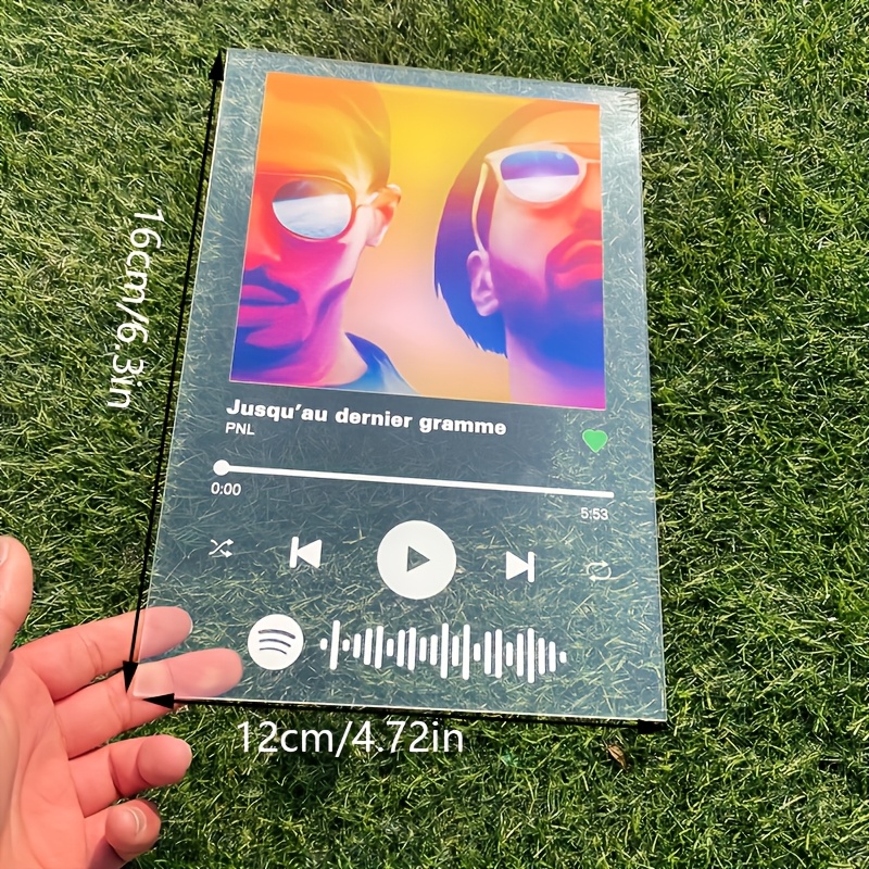 TEMU 2D Plat - [2D Plat] Plaque de Musique Acrylique Personnalisée 2D, Plaque Photo d'Anniversaire Acrylique pour Couple, Cadeau Idéal pour les