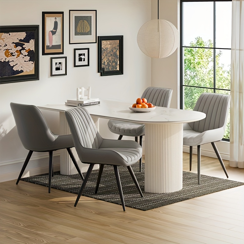 Modern Dining Chairs, Comfy Dining Room Chairs with Thick Cushions, Upholstered Fabric Kitchen Side Chairs with Metal Legs