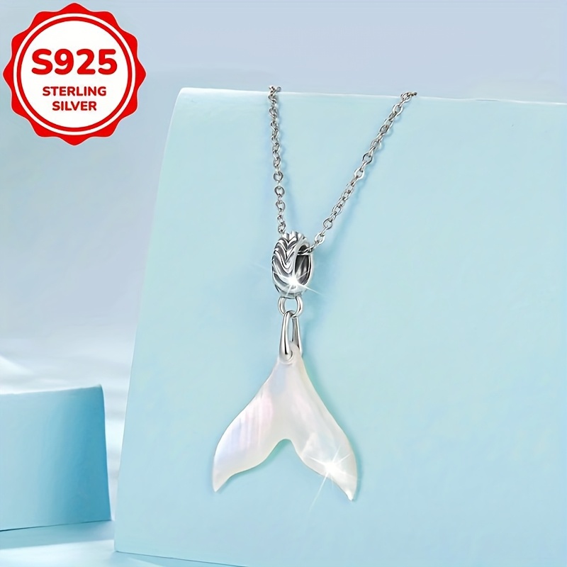 Women's S925 Sterling Silver Mermaid Tail Pendant, Ocean-Themed