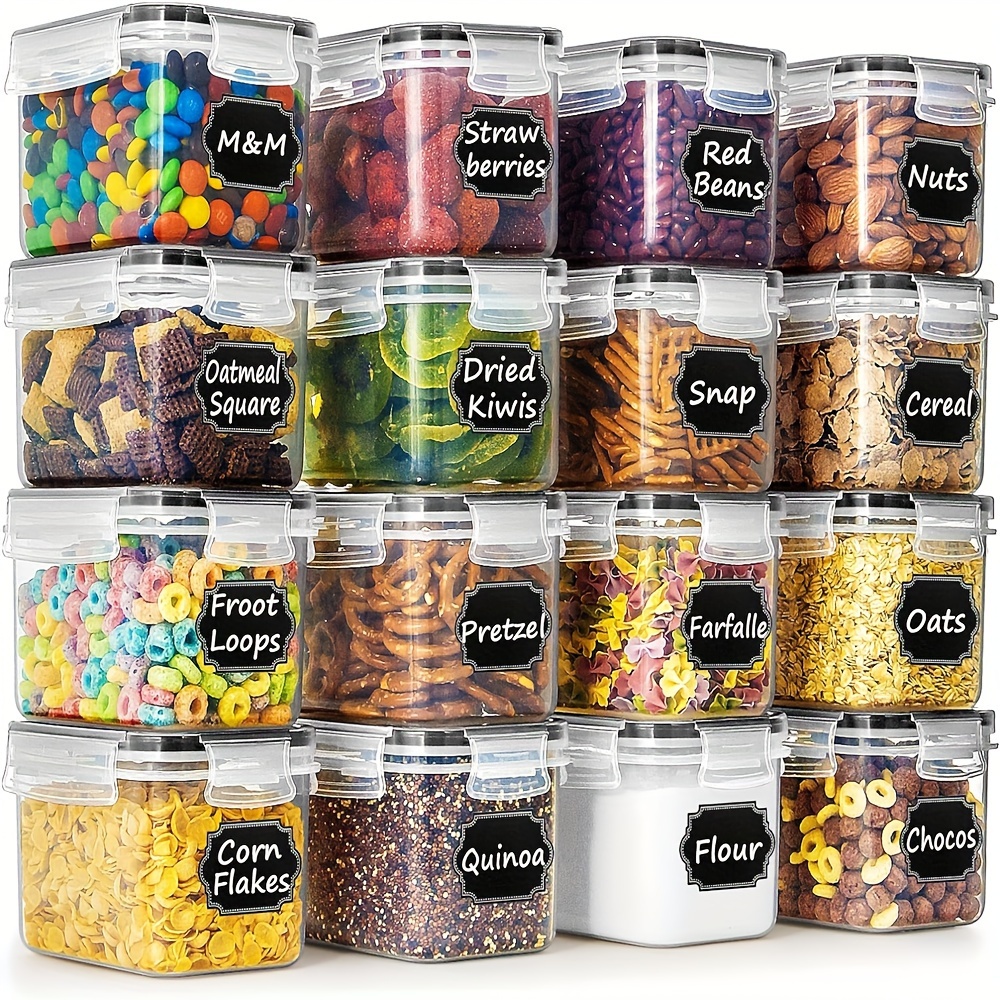 

16pcs 800ml Bpa-free Food Storage Container Set With Chalkboard Labels - Microwave Safe, Leak-proof, Ideal For Pantry Organization, Includes Containers For Grains, Nuts, Snacks, And More