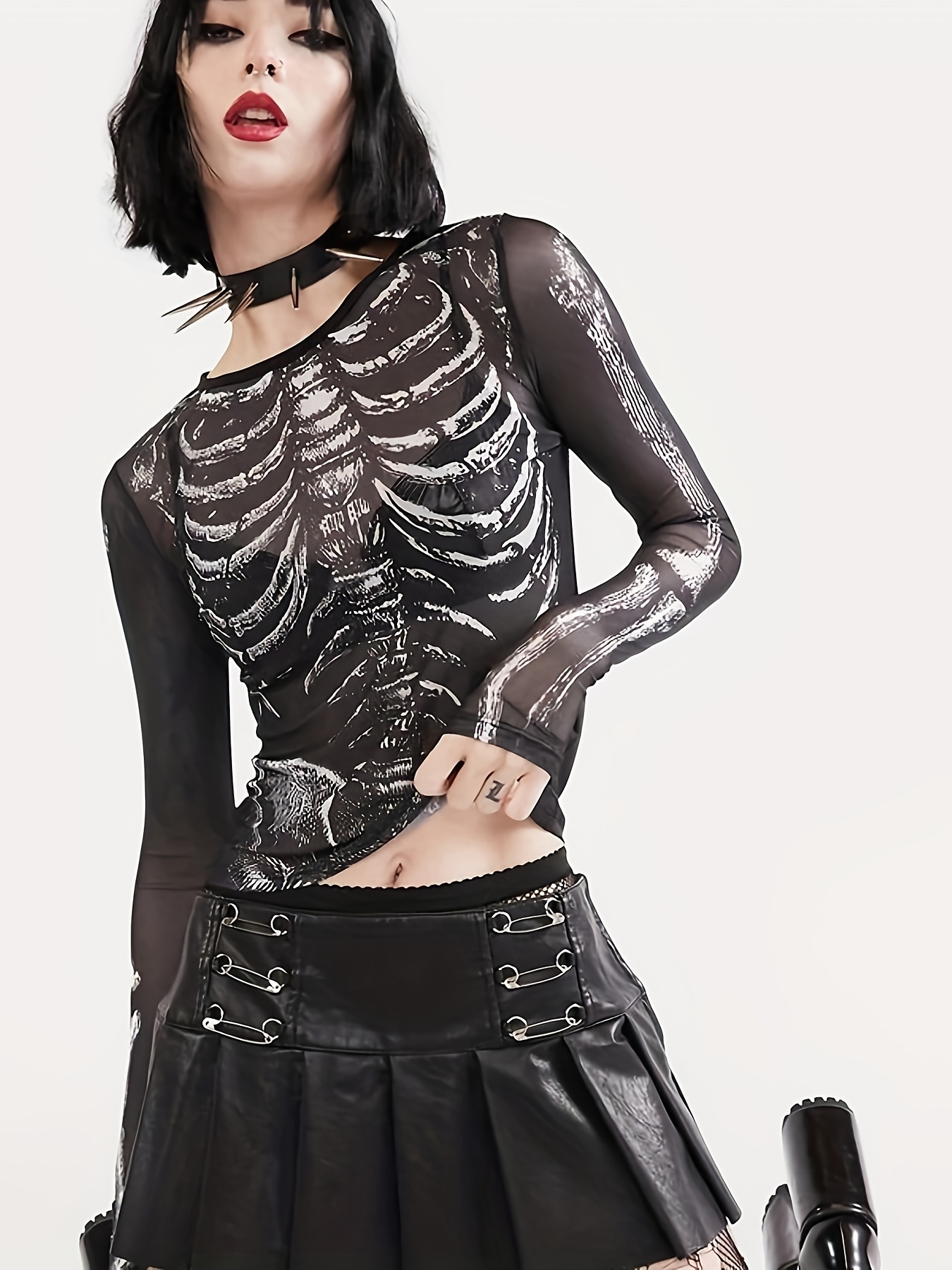 camiseta larga y2k punk mujer estampado Temu Uruguay