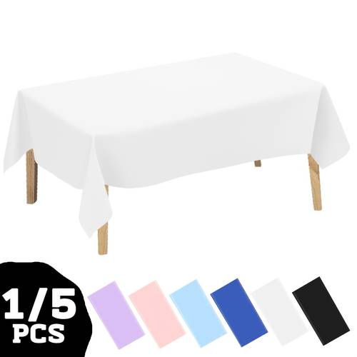 1 5 pack solid color plastic tablecloth 137x183cm assorted color disposable rectangle table cover for 6 8 seater plastic tablecover decor suitable for parties picnic birthday wedding and dinner christmas party decor decorations