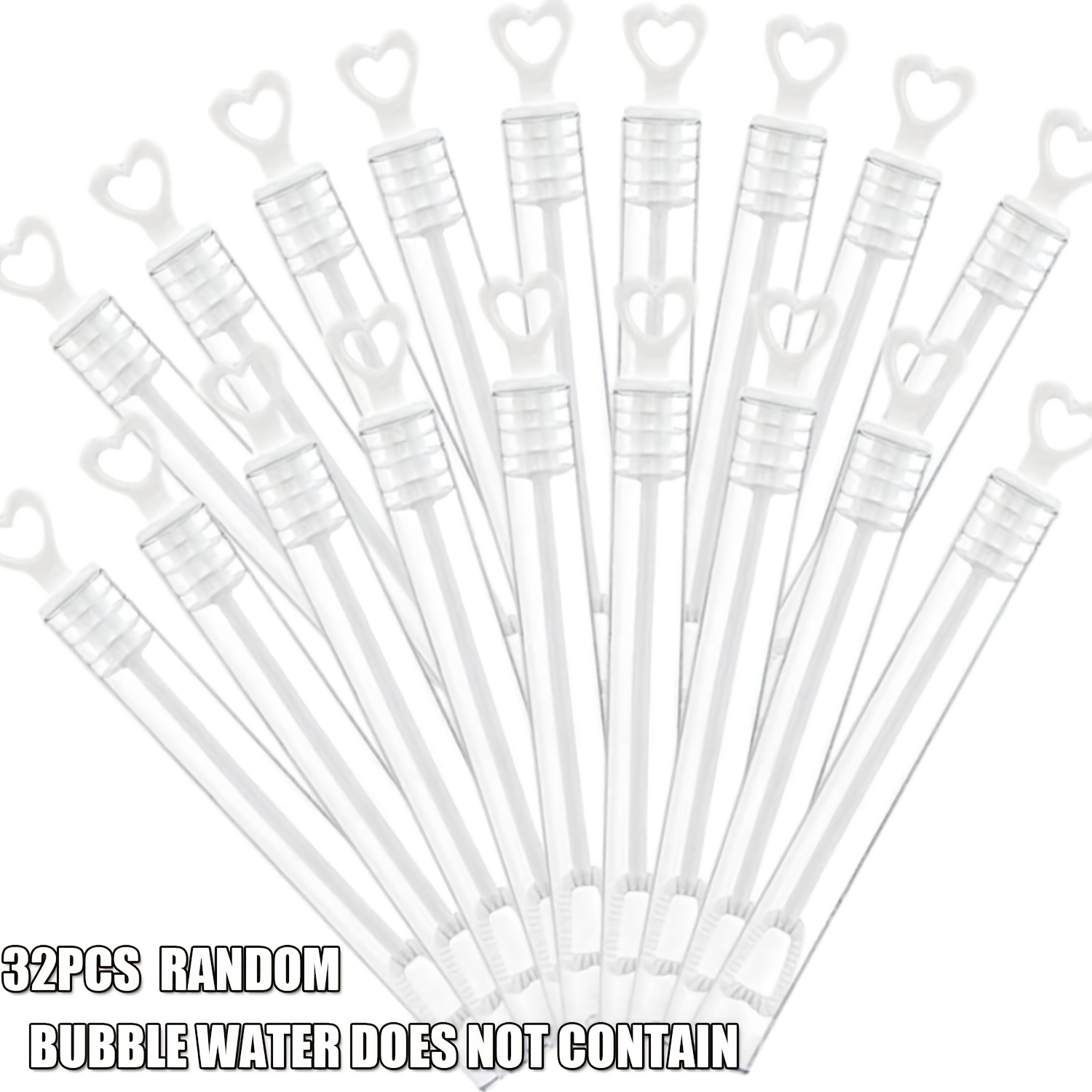 Image of 32pcs White Heart Bubble Wands | Plastic Bubbles For Wedding And Kids Party Favors, Outdoor Toys, Goodie Bags Stuffers, Pinata Stuffers, Party Favor Bags (random)
