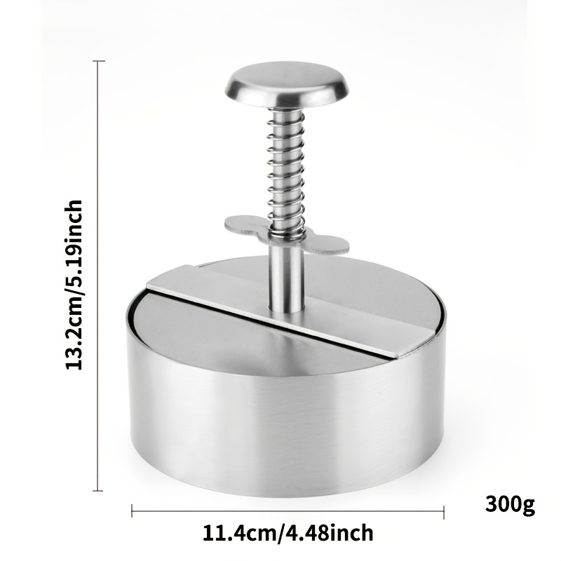 TEMU Burger Maker Press 304 Stainless Steel Adjustable Hamburger Patty Maker, For Kitchen Bbq And Sandwich, Beef, Vegetables, Meat