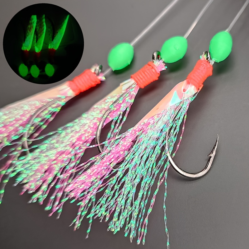 10 Pack Sabiki Bait Rigs Saltwater Freshwater Fishing Lures With Real Fish Skin Beads