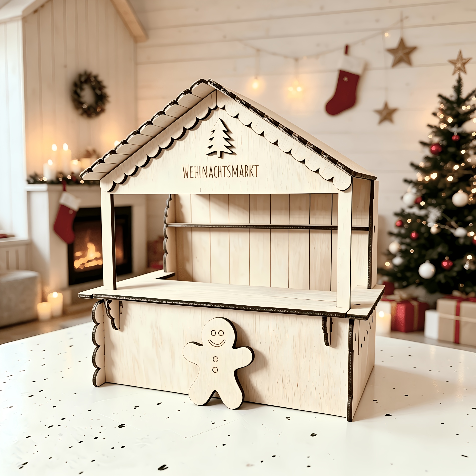 TEMU A Christmas Wooden , Natural Wood-colored Wooden Christmas Ornaments, Including Wooden Gingerbread Men, Holiday Party Decorations, Suitable For