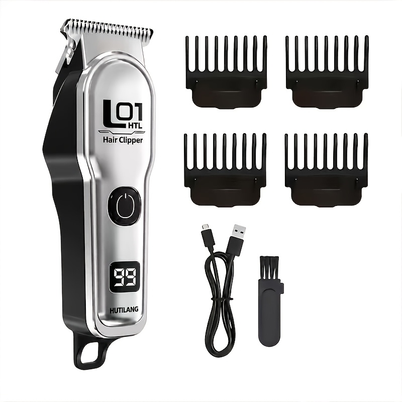 TEMU 1pc/2pcs Portable Mini Electric Hair Clipper, High-definition Battery Display, Zero- Sharp , Type-c Long-lasting Battery, Complete With Comb