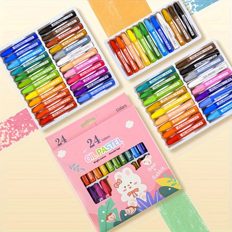 

24 Pack Washable Oil Pastel Crayons, Hexagonal Body, Medium Point, Non-toxic, Ambidextrous, Ideal For Drawing And Coloring, Suitable For Children Over 3 Years Old