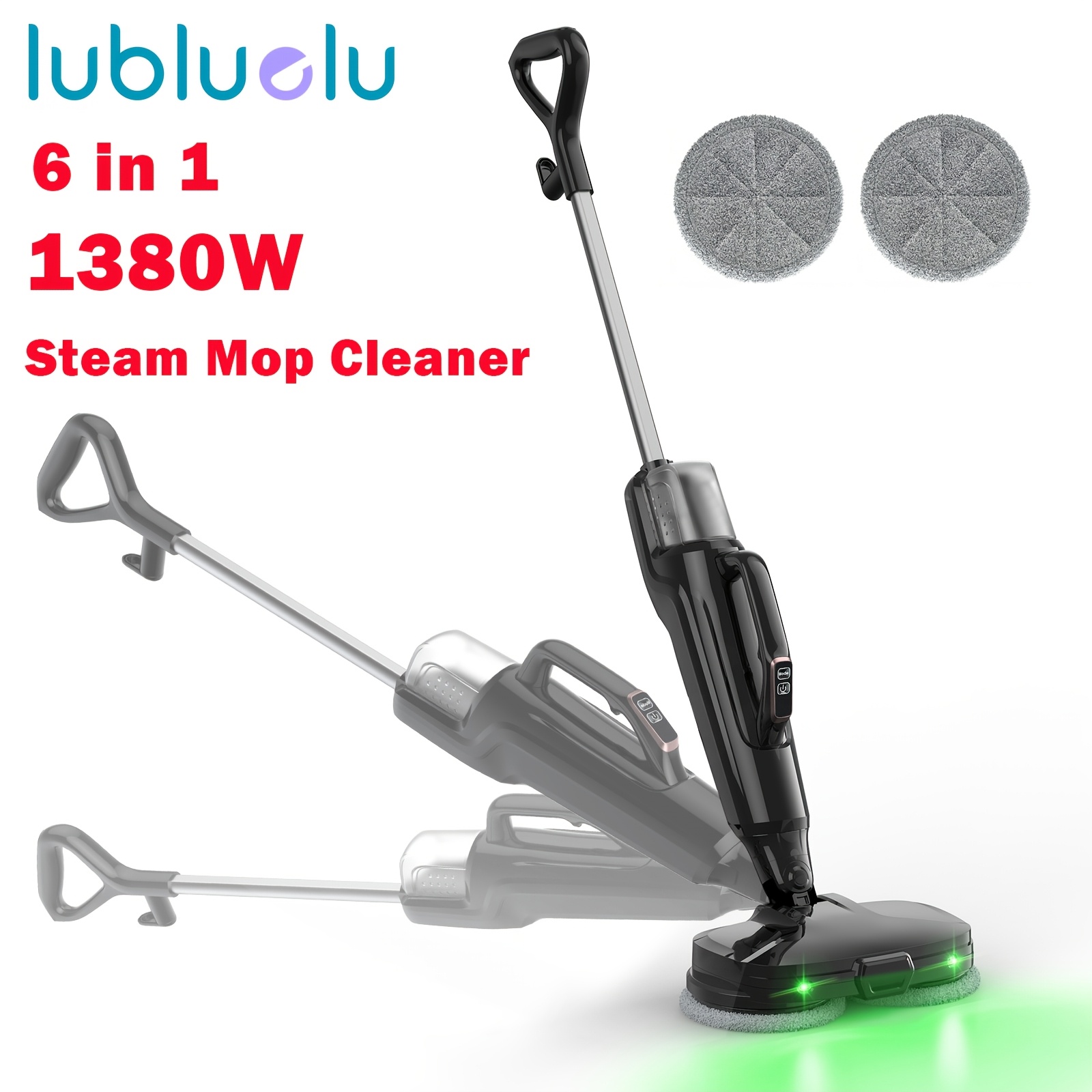 Lubluelu 6-in-1 Steam Mop And Handheld Steam Cleaner, 1380w Electric Floor Steamer With 6 Additions, Fast 15s Heat-up, Compact Detachable Storage, For Hardwood/tile/laminate Carpet Cleaning