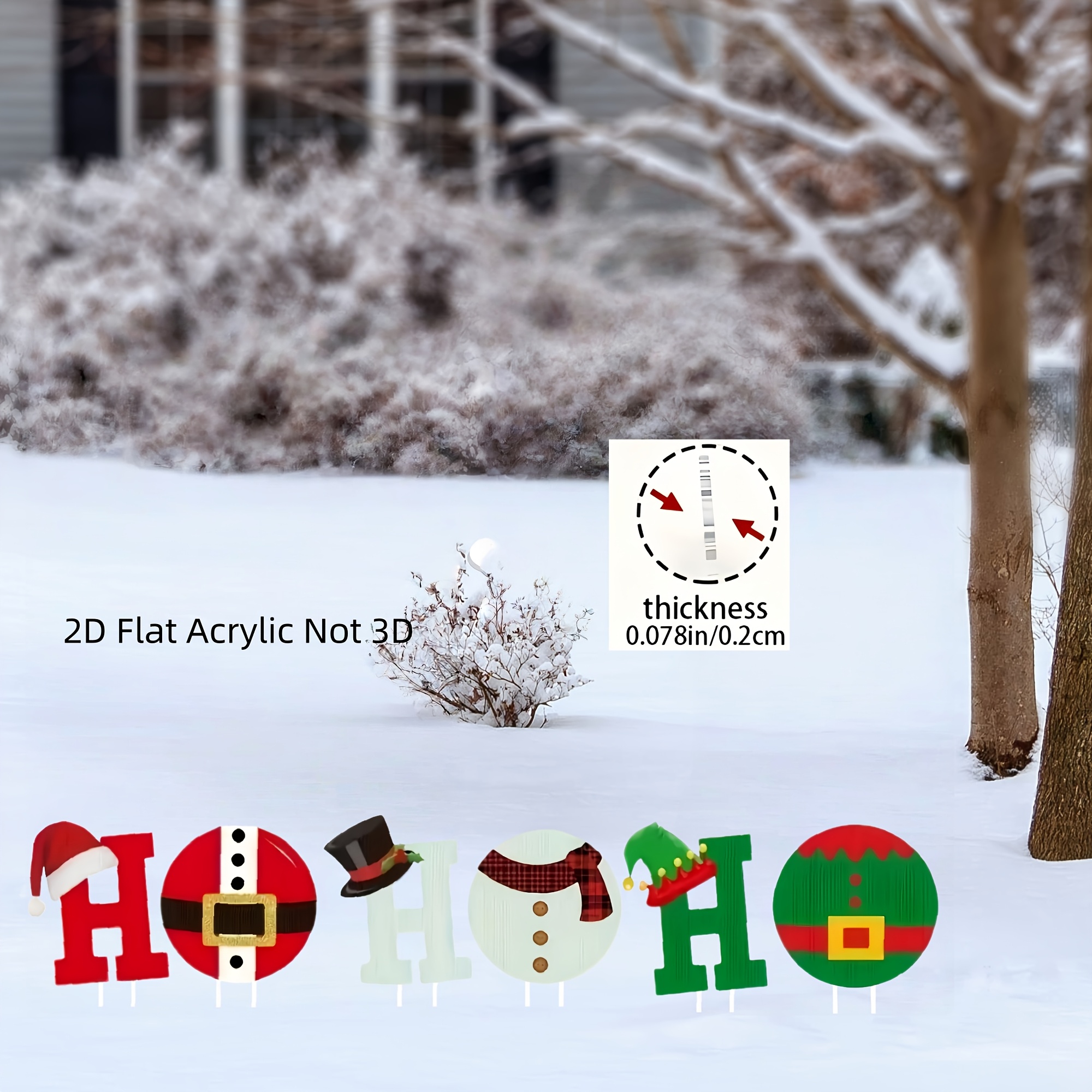 TEMU 2d , 6pcs Christmas Courtyard Decoration Set - Festive Outdoor Lawn Garden Party Decor, Durable Plastic Christmas Holiday Ornaments, No