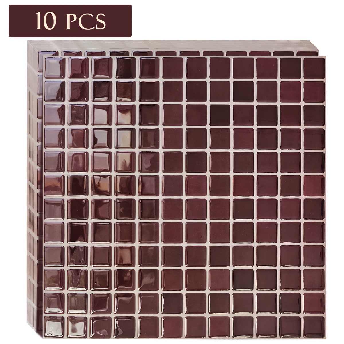 10pcs/10 Sheets Self-adhesive Waterproof & Backsplash - Self-adhesive Wallpaper Suitable For Kitchen, Bathroom Walls, Diy-friendly Removable Covering, Installation, No Glue Needed (polyurethane)