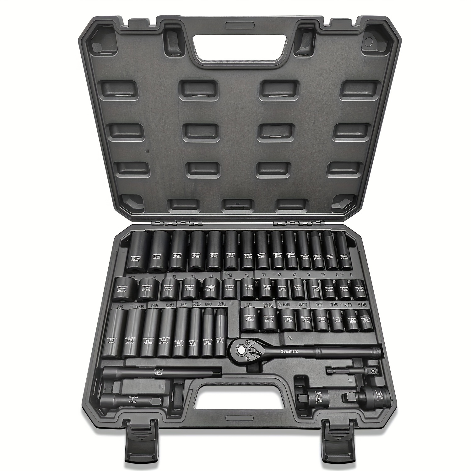 TEMU 50pcs 3/8" Drive Socket Set, Sae (5/16" - 3/4") & Metric (8mm - 22mm), Deep & Shallow Impact Sockets With Durable Case, Joint, Extension Bars, And Power Drill
