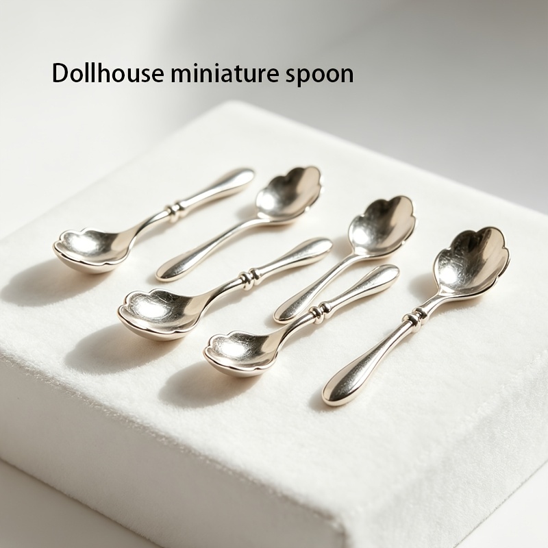 TEMU 5pcs Set Miniature Simulated Spoons, Suitable For Miniature Kitchen Scene Decoration