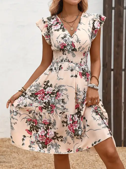 floral print semi formal dresses Amazon.com: Simplee Women's Floral Velvet Maxi Dress V Neck Short Sleeve Elegant Long Formal Wedding Guest Dresses (Amry Green S) : Clothing, Shoes & Jewelry