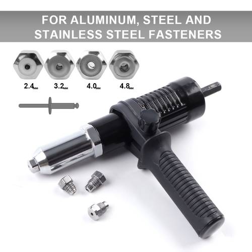 7pcs professional rivet gun adapter with 2 4 4 8mm rivet with hex shaft rivet gun tool for furniture auto parts metal sheet