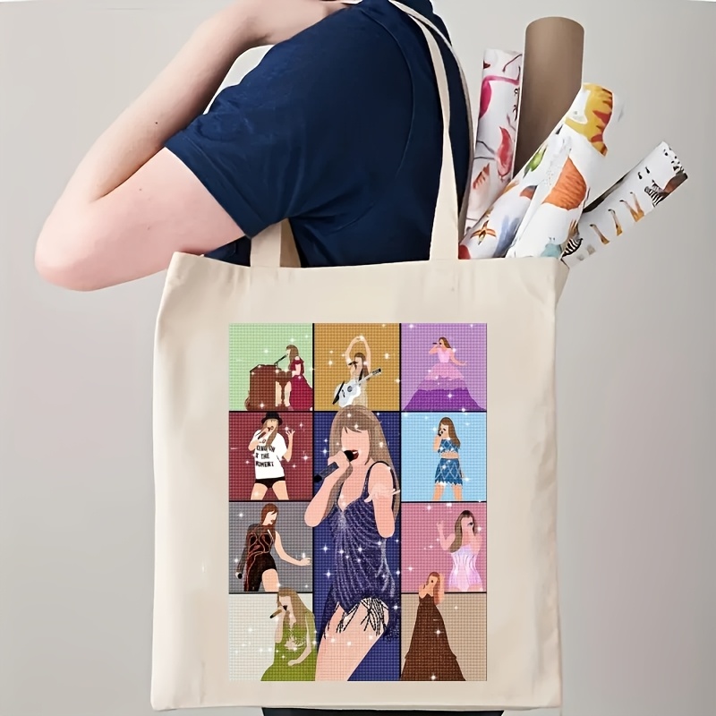 

1pc Album-inspired Singer Canvas Tote Bag, , Lightweight & Foldable, Machine Washable, Open Closure, Printed Design For Music Lovers And Fans, Gift | Vibrant Print Bag | Foldable Tote