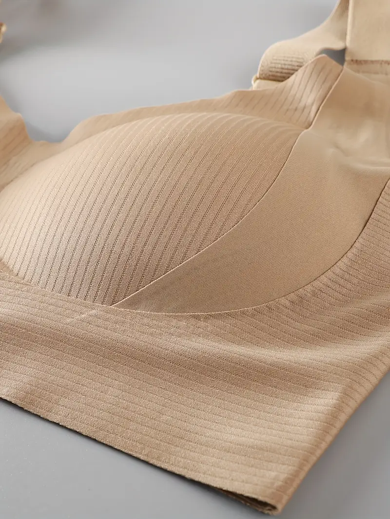 4pcs womens seamless bras wire free push up bras with anti adjustable wide shoulder straps coverage non removable padding s for gym work casual in black dark olive green blush beige white elegant sets strapless push up bra work attire essentials ribbed texture design supportive construction lift enhancing bra fitness enthusiasts Product details 0