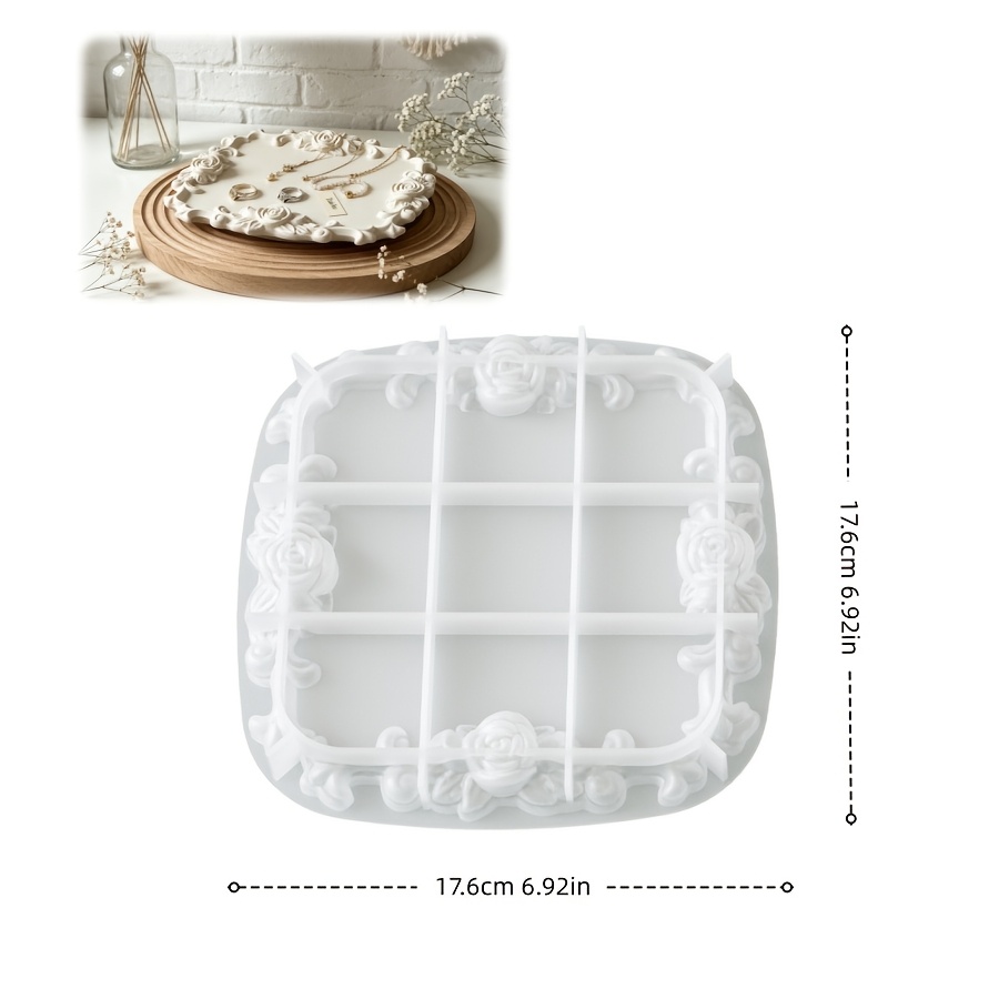TEMU Lufei Diy Retro Rose Relief Mold Suitable For Resin, Clay, Gypsum Cement Casting - Silicone Tray With Demolding, Compatible For Resin Crafts,