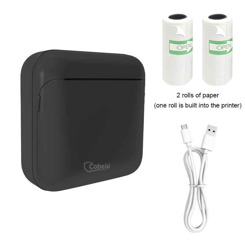 Mini Printer, Portable Inkless Thermal Sticker Printer With 2 Rolls Of Adhesive Thermal Paper, Wireless Memo Printer For Photos, Journals, And Notes
