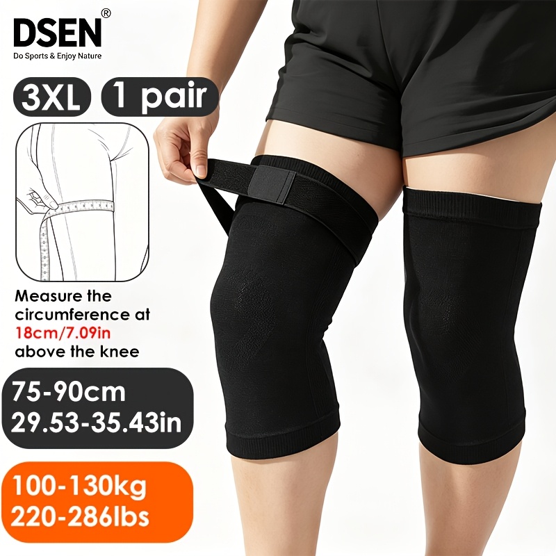 TEMU 2pcs/ 1pair- Upgraded Extra Large Ultra-thin Knee Braces With Extended Strap, High Elasticity Compression Knee Sleeves, , Plus Size Knee Support