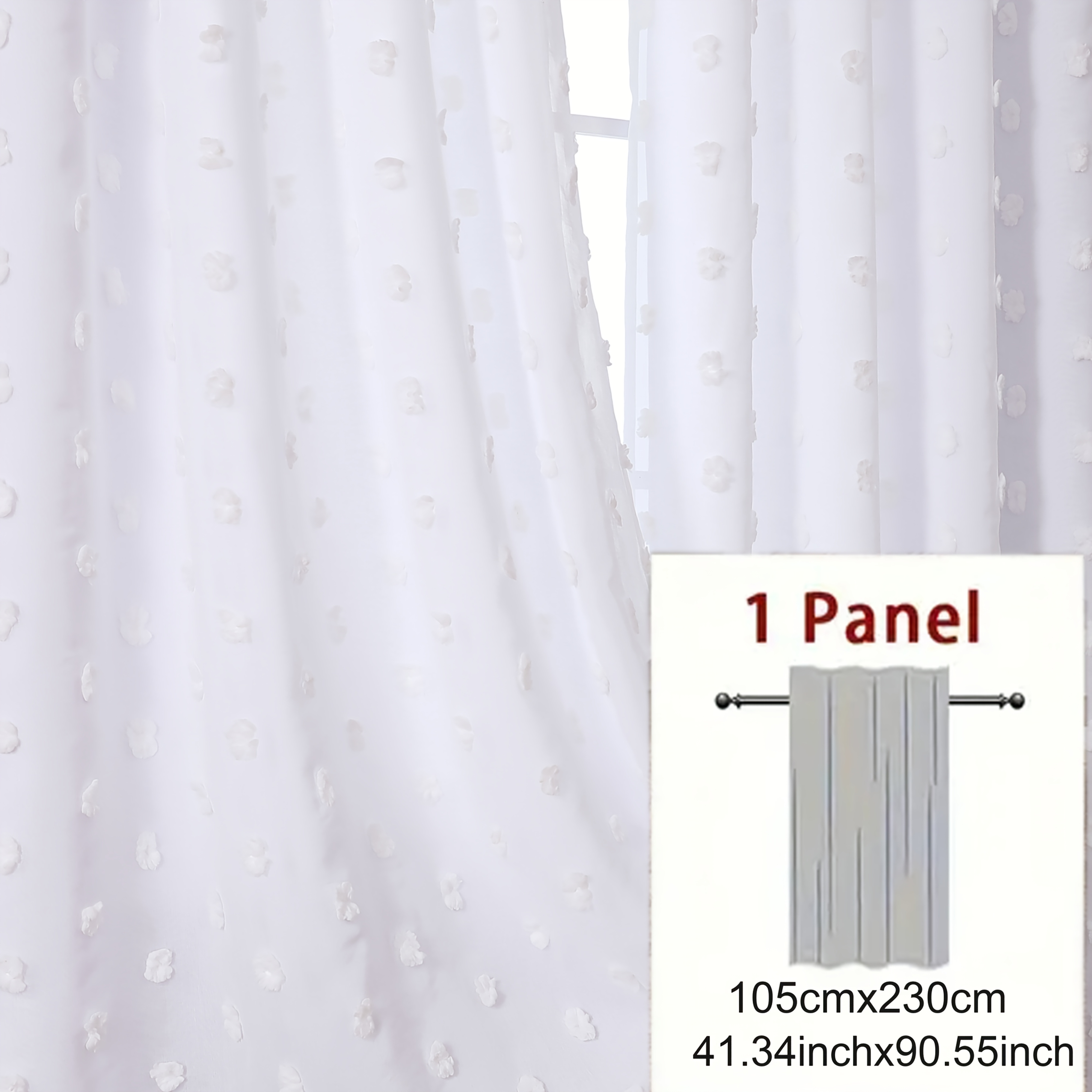 TEMU 1pc Blackout Sunshade Double Layer Curtain, Bohemian Style Polka Dot Embroidery Drapes, Double Layer Pom Pom Design, Suitable For Living Room
