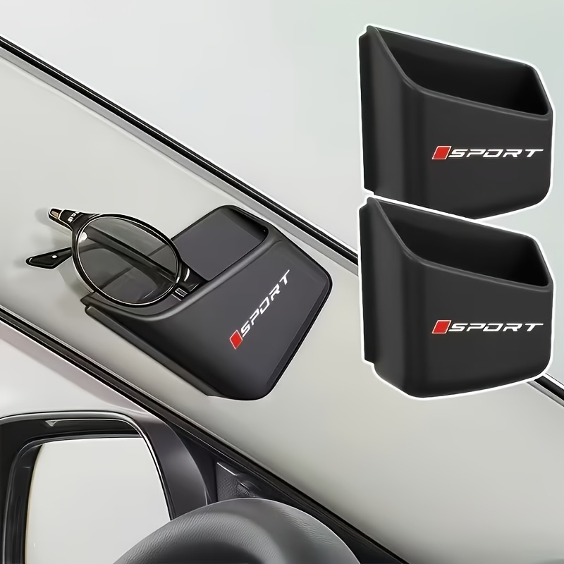 TEMU 2er Set Sportlicher Auto-Brillenhalter für die Vorderseite - Anti-Rutsch Doppelschichtstruktur, Rotes Quadratisches Punkte-Design, Geeignet für