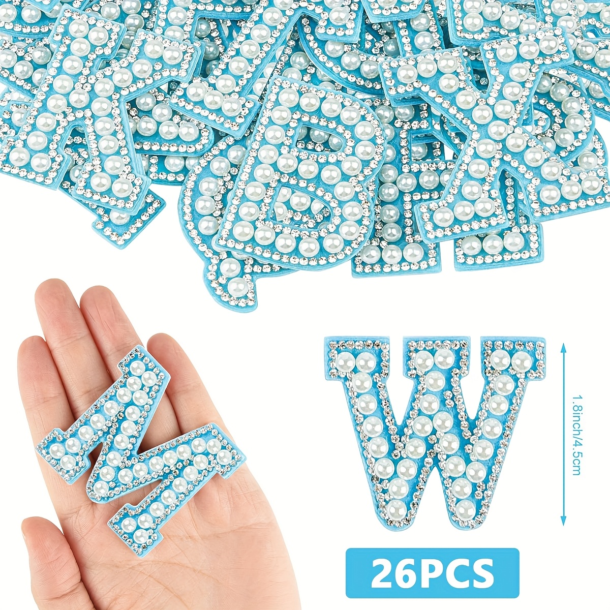 Image of 26pcs Pearl Rhinestone Iron-on Alphabet Stickers (a-z) For Clothing, Fabric, Backpacks Pearl Rhinestone Iron-on Alphabet Stickers ( Color)