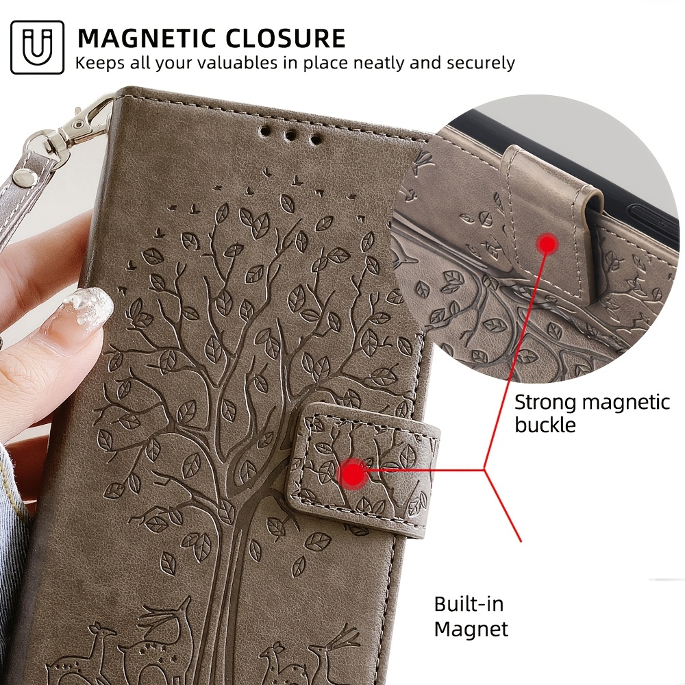 

Wallet Pu Flip Phone Case For Nokia X10 X20 C22 X30 5g With Patterns Of Deer And Trees Bracket Card Slots Protective Phone Case Lanyard