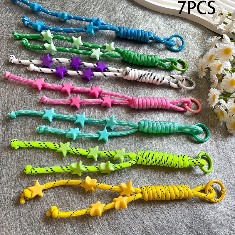 TEMU New Colorful Star-shaped Keychains, Phone Case Additions, Anti-drop Straps For Men And Women, Water Bottle Lanyards, And Bag Charms Are