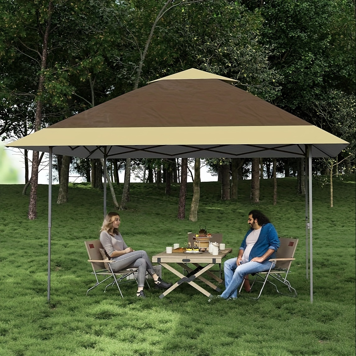 

Pop Up Gazebo Outdoor Canopy Shelter With 4 Stanbags, 8 Stakes Instant For Lawn, Garden, Backyard Deck