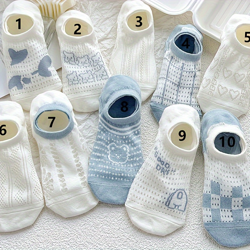 E-shop 10 Paar Damenmode Vielseitige Dünne Atmungsaktive Mesh Frische Bootssocken Unsichtbare Socken