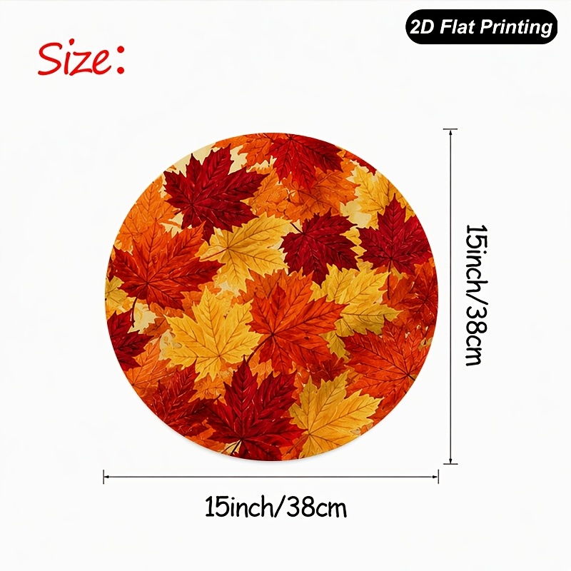 TEMU 2d-4pcs Autumn Maple Leaf Table Decor Round Placemats - Colorful Maple Leaf Round Placemats, Farmhouse Kitchen Round Placemats, Thanksgiving