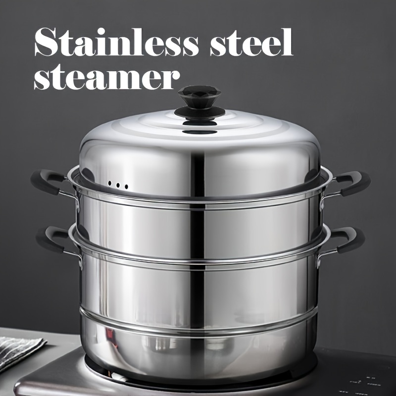 

Versatile Stainless Steel Steamer Pot - Large Capacity, Dual-layer Design For Cooking & Steaming, Perfect For Home And Restaurant Use Steamer For Cooking Big Pots For Cooking