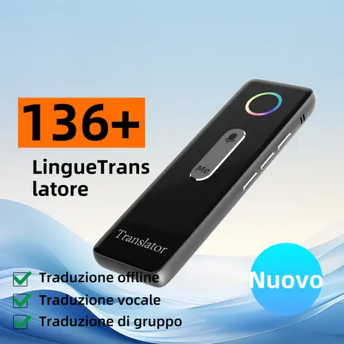 Traduttore Vocale Portatile AI - 143 Lingue, Traduzione Offline, Fotocamera 5MP, Schermo 3.4 Pollici, Ideale Per Viaggi - Foto 10