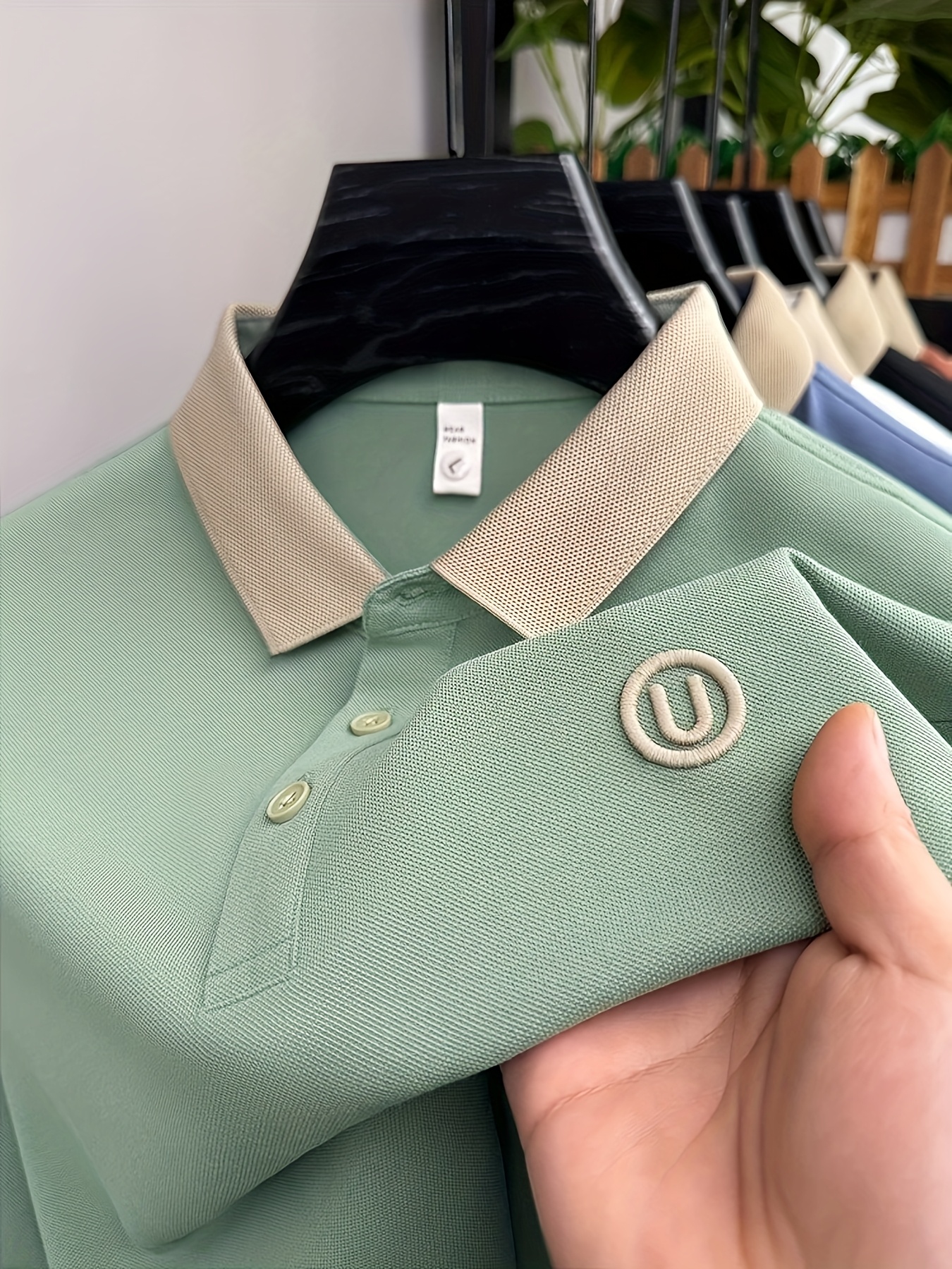 Men's Stylish Embroidered Shirt - Casual Short Sleeve, Button-Up Collar, White with Gray Collar & Cuff Accents, Soft Polyester Fabric, Perfect for Golf or Casual Attire, Golf Shirt | Embroidered Collar Detail | Smooth Texture