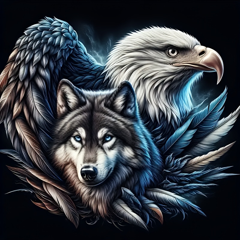 TEMU 6inch Eagle And Wolf Vinyl Decal,car Sticker For Laptop, Bottle, Truck, Phone, Motorcycle, Window, Wall, Cup Decals