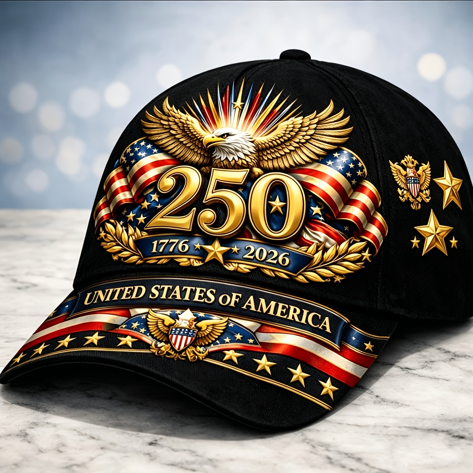 TEMU Men' & Suitable For Usa 250th Anniversary Baseball Cap 1776-2026 - Eagle-winged Stars & , Adjustable Unisex Fit, Lightweight Commemorative Gift