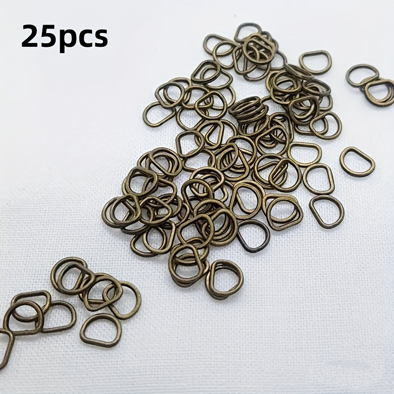 TEMU 25pcs Anelli a D Mini 6�5mm, 4 Colori, Piccoli Ganci, per Progetti di Cucito di Abiti per Bambole, Accessori per Mini Decorazioni