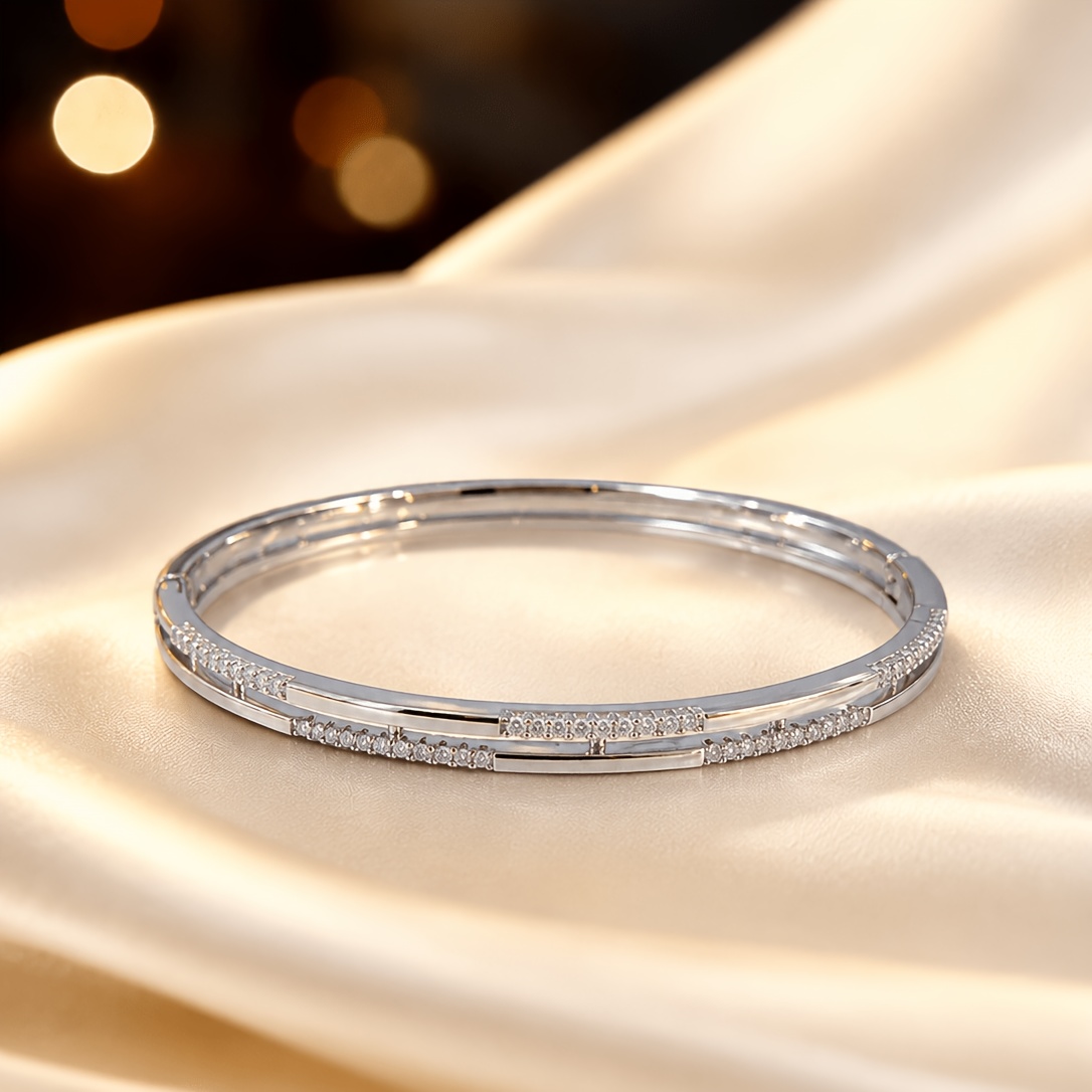 Women's Elegant Light Luxury Double Layer Thin Bangle, Daily Accessory