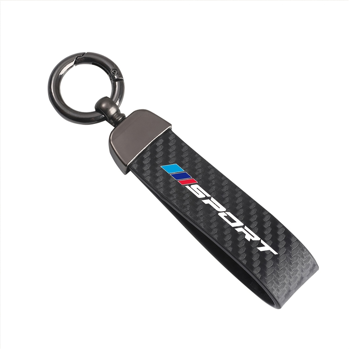 

1pc Carbon Fiber Car Keychain, Ring, Compatible With Bmw 1 3 5 7 2 4 6 X Series X1 X3 X5 X6 X4, Leather Non-braided Key Holder