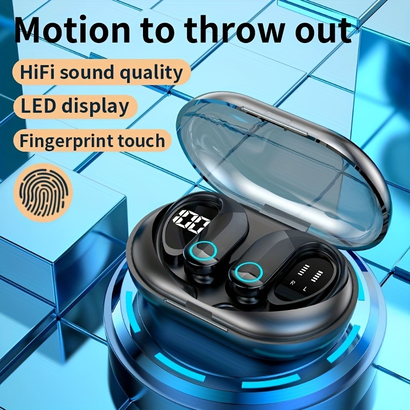 

Enhanced Wireless Earbuds: Long-play Hi-fi Sound, Noise-cancelling Mic, Touch Control, Siri Compatible, Fast Type-c Charging Case