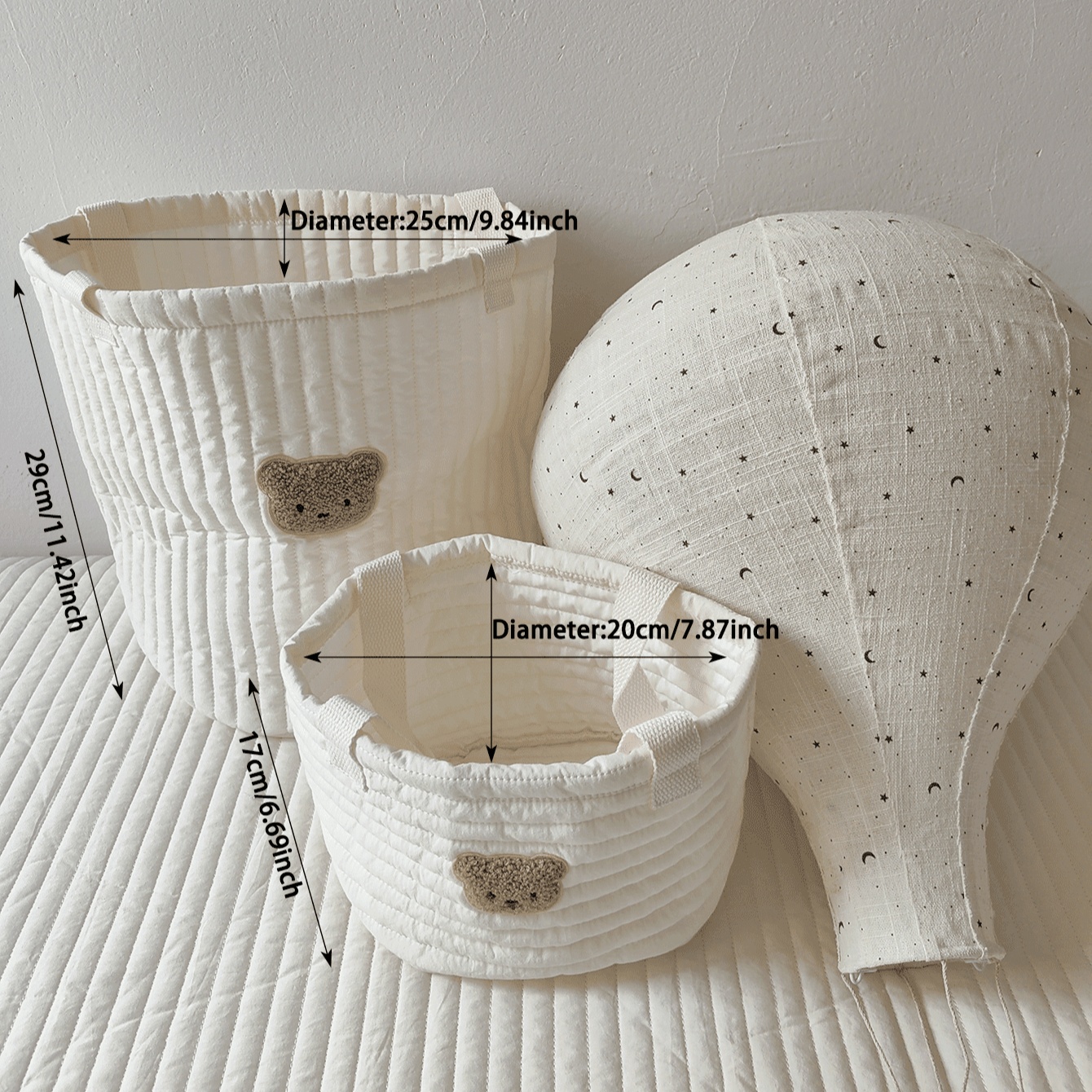 Cute Bear Head Round Storage Basket for Diapers