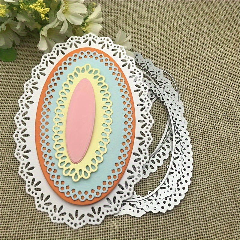 

Set Of 6 Oval Lace Frames In Golden Color, Suitable For Cutting Diy Scrapbook Paper Cards, Decorating Arts And Crafts, Showing Die-cutting