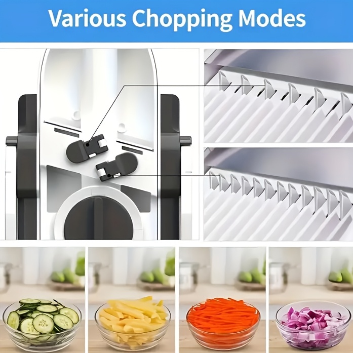 1pc multifunctional vegetable chopper fruit slicer manual food processor with container stainless steel blades   onions more essential kitchen gadget details 3