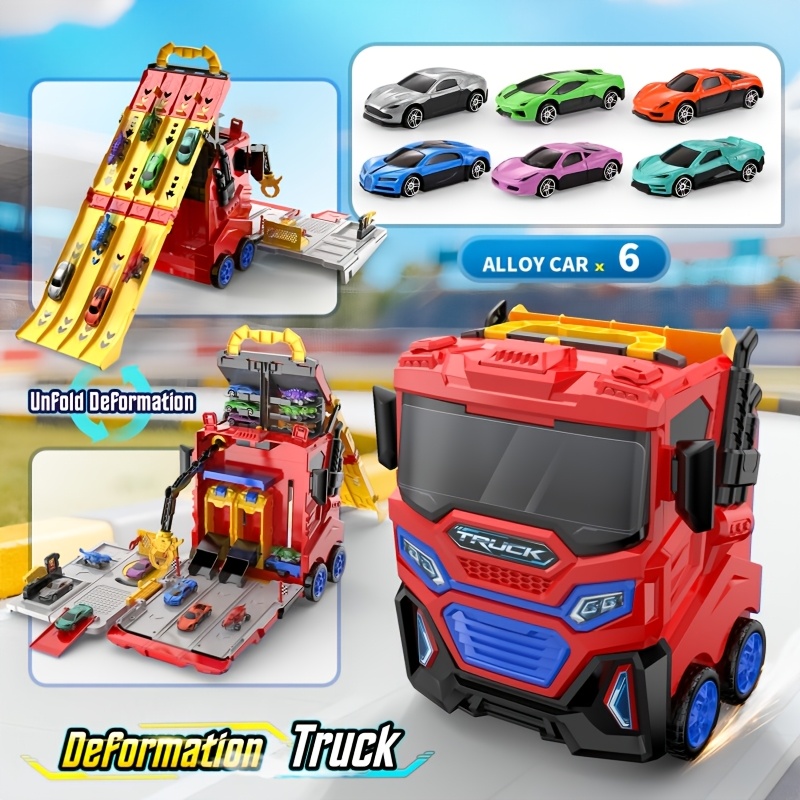 Transforming Launcher Truck Track Toy with Handbag Storage